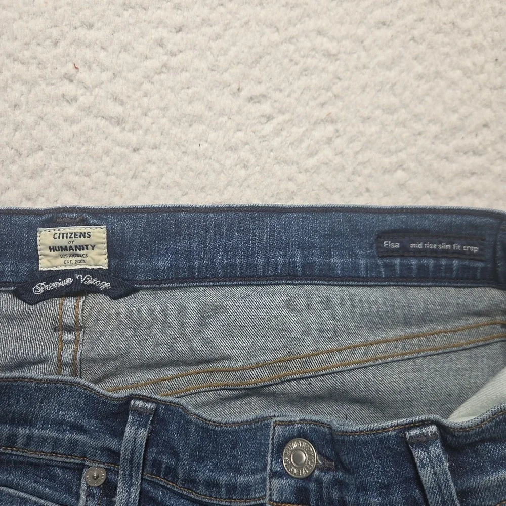 Citizens of Humanity Elsa Mid Rise Slim Fit Crop Jeans Women Size 32 Medium Wash